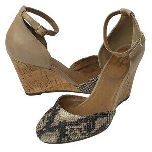 Clarks Beige and Snake Print Wedge Heels
